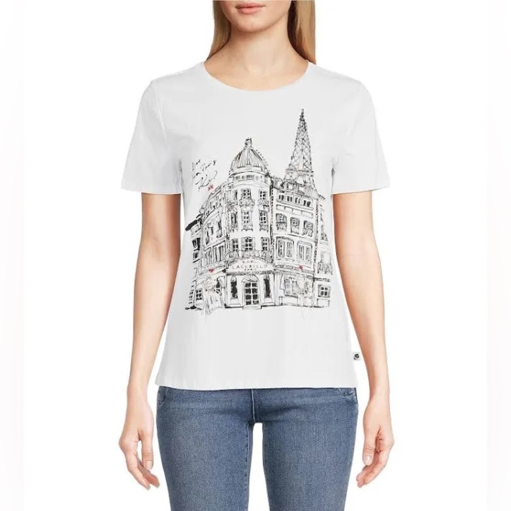 Karl Lagerfeld | Paris Corner City Scene Tee in White/Black Size Medium